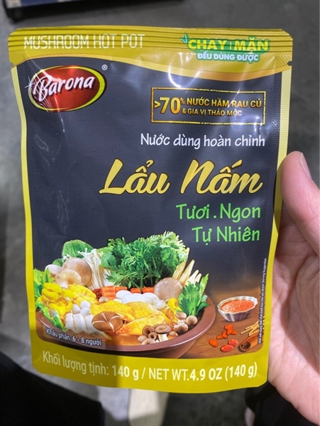 Nước dùng lẩu nấm Barona 140g - Hộp